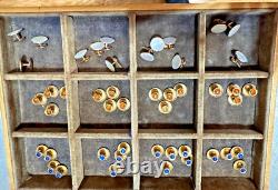 Vintage Countertop General Store Display Case For King Collar Studs With Studs