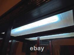 Vintage Dark Wood Glass Mirrored Lighted Display Case Glass W Extra Storage