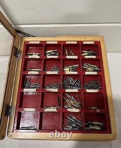 Vintage Esterbrook General Store Fountain Pen Nib Wooden Display Case + Tips