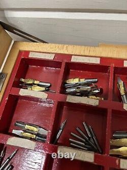 Vintage Esterbrook General Store Fountain Pen Nib Wooden Display Case + Tips