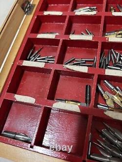 Vintage Esterbrook General Store Fountain Pen Nib Wooden Display Case + Tips