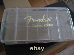 Vintage Fender Gold Logo Guitar Pick Box Store Display Case 12 Compartments NOS