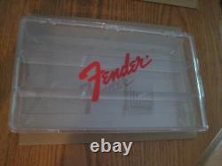 Vintage Fender Red Logo 3 Compartments Guitar Pick Box Store Display Case NOS