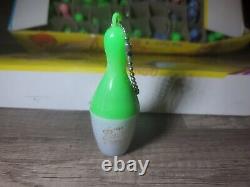 Vintage Full Case Store Display Colorful Bowling Pin Rain Bonnet Keychains