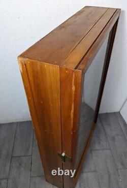 Vintage Handcrafted Wood & Glass Display Case Cabinet Shelf Store Wall Showcase