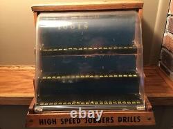 Vintage Hardware Store Display High Speed Drill Bit Wooden Display Case