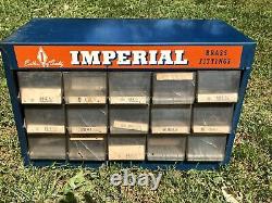 Vintage IMPERIAL Brass Fittings Cabinet Store Display Case Man Cave Garage