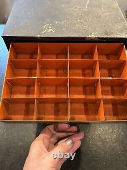 Vintage Imperial Brass Fittings Metal Display Case Storage Cabinet 5 Drawers