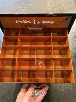 Vintage Imperial Brass Fittings Metal Display Case Storage Cabinet 5 Drawers