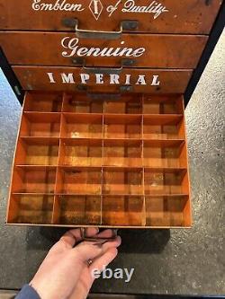 Vintage Imperial Brass Fittings Metal Display Case Storage Cabinet 5 Drawers