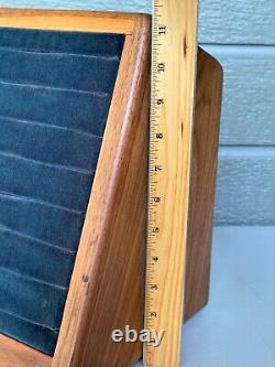 Vintage Jewelry Store Ring Display Case Wood Green Velvet MCM Jeweler Tabletop