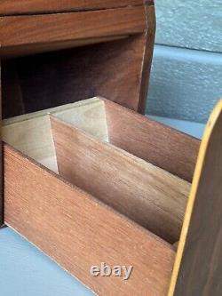 Vintage Jewelry Store Ring Display Case Wood Green Velvet MCM Jeweler Tabletop