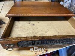 Vintage Jp Coats 2 Drawer Antique Country Store Counter Top Spool Cabinet