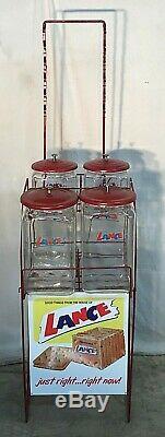 Vintage Lance Cracker General / Country Store Display With 4 Jars