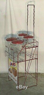 Vintage Lance Cracker General / Country Store Display With 4 Jars