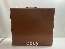 Vintage Large Hard Brief Case Brown Green Felt Lining Salesman Display Storage