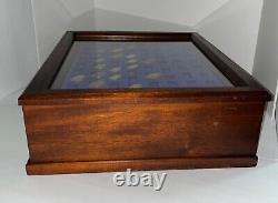 Vintage Multi-Use Glass Top Mahogany Display Tabletop Storage Case Cabinet