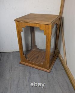 Vintage Oak & Acrylic Store Countertop Showcase Doll Model Display Case & Lid E7