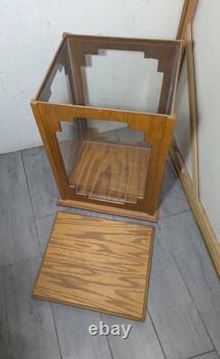 Vintage Oak & Acrylic Store Countertop Showcase Doll Model Display Case & Lid E7