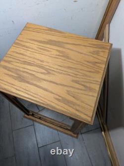Vintage Oak & Acrylic Store Countertop Showcase Doll Model Display Case & Lid E7