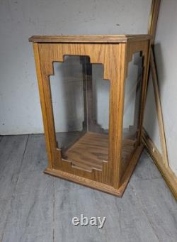 Vintage Oak & Acrylic Store Countertop Showcase Doll Model Display Case & Lid E7