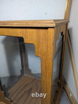 Vintage Oak & Acrylic Store Countertop Showcase Doll Model Display Case & Lid E7