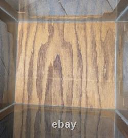 Vintage Oak & Acrylic Store Countertop Showcase Doll Model Display Case & Lid E7