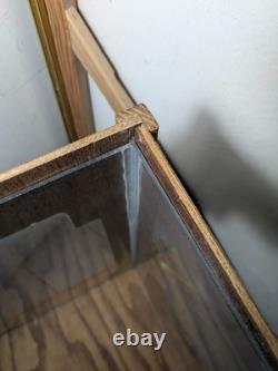Vintage Oak & Acrylic Store Countertop Showcase Doll Model Display Case & Lid E7