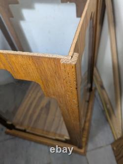 Vintage Oak & Acrylic Store Countertop Showcase Doll Model Display Case & Lid E7