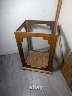 Vintage Oak & Acrylic Store Countertop Showcase Doll Model Display Case & Lid E7