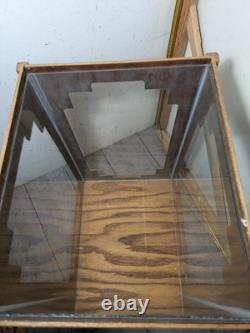 Vintage Oak & Acrylic Store Countertop Showcase Doll Model Display Case & Lid E7