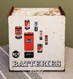Vintage RCA Battery Sign Advertisement Display Storage Hardware Store Case 1950s