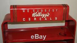 Vintage Red Metal Original Kellogg's Cereals Store Display Retro Case