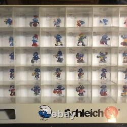 Vintage Schleich The Smurfs Store Display Case Peyo Smurf 50 Figure Table Top