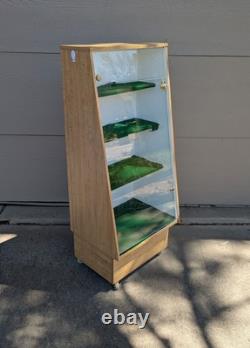 Vintage Slant Front Store Showcase Display Case Rolling Cabinet Acrylic Door