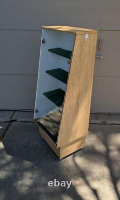 Vintage Slant Front Store Showcase Display Case Rolling Cabinet Acrylic Door