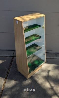 Vintage Slant Front Store Showcase Display Case Rolling Cabinet Acrylic Door