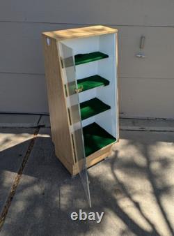 Vintage Slant Front Store Showcase Display Case Rolling Cabinet Acrylic Door