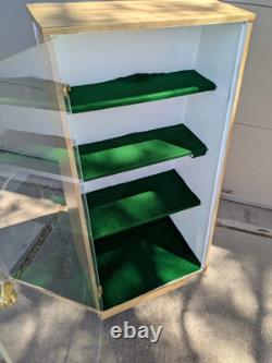 Vintage Slant Front Store Showcase Display Case Rolling Cabinet Acrylic Door