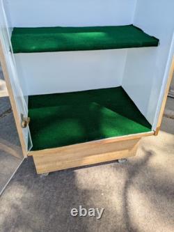 Vintage Slant Front Store Showcase Display Case Rolling Cabinet Acrylic Door