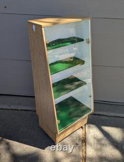 Vintage Slant Front Store Showcase Display Case Rolling Cabinet Acrylic Door