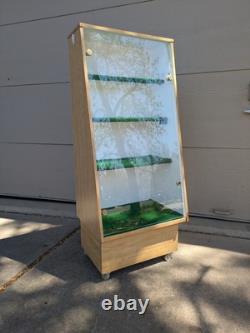 Vintage Slant Front Store Showcase Display Case Rolling Cabinet Acrylic Door