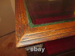 Vintage Store Display Case Solid Red Oak Hand Carved Large Case For Collectables