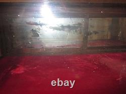 Vintage Store Display Case Solid Red Oak Hand Carved Large Case For Collectables