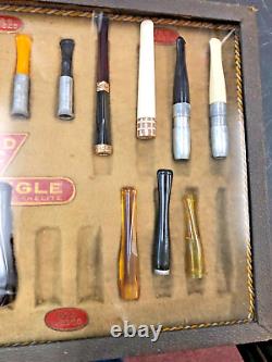 Vintage Store Display Cigar & Cigarette Holders In Orig. Display Case. Incomplet