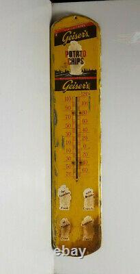 Vintage Thermometer Geiser's Potato Chips RARE Country Store