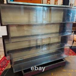 Vintage Tiered Acrylic and Wood Grain Tabletop Display Case 21.5x20x5 MCM Style