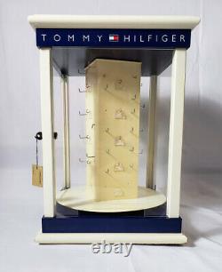 Vintage Tommy Hilfiger Store Counter Display Case 4 Sided Spinning Rotating Key