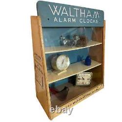 Vintage Waltham Alarm Clocks Store Display Case Glass Cabinet with Shelves
