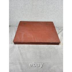 Vintage Wooden Hinged Storage Box Red Rustic Desk Organizer Display Case